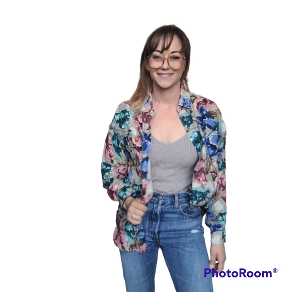 Vintage Silk Floral Blouse Lady Foot Locker - Picture 6 of 6